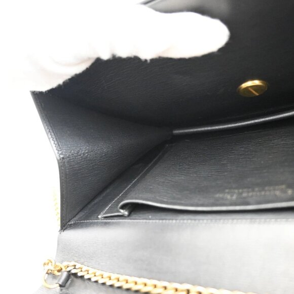 CHRISTIAN DIOR Logo Chain Shoulder Bag Leather Black GHW France 73KB440 - Picture 11 of 14